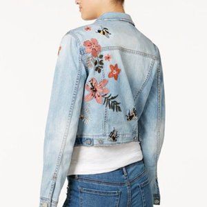 William Rast Sussex Embroidered Light Blue Cotton Denim Jean Jacket, Size Small